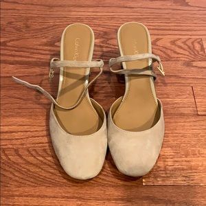 Calvin Klein gray suede platform heels